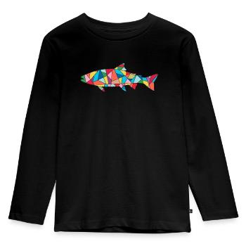 Forellen Angeln Fische Angler Forelle - Kinder Premium Bio Langarmshirt - Schwarz - Vorne - AI Model Kid Male (0cm)