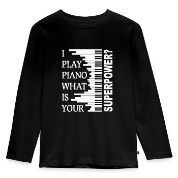 Piano piano jouant des leçons de piano - T-shirt manches longues Premium Enfant - noir - Devant - AI Model Kid Male (0cm)