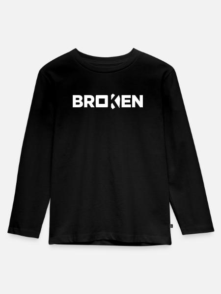 Broken - Kinder Premium Bio Langarmshirt - Schwarz