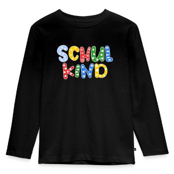 SCHULKIND - Kinder Premium Bio Langarmshirt - Schwarz - Vorne - AI Model Kid Male (0cm)