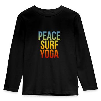Peace Surf Yoga - Kinder Premium Bio Langarmshirt - Schwarz - Vorne - AI Model Kid Male (0cm)