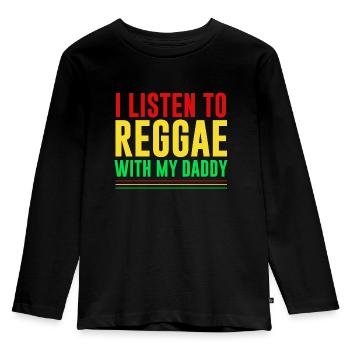 I Listen to reggae with my daddy - Kids' Premium Longsleeve Shirt - black - Front - AI Model Kid Male (0cm)
