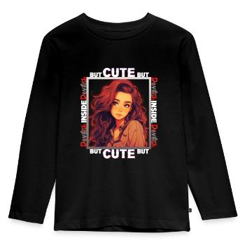 Cute but devilish inside - Kids' Premium Longsleeve Shirt - black - Front - AI Model Kid Male (0cm)