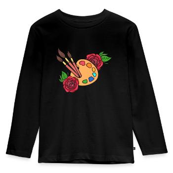 Rosen malen Palette Handwerksperson - Kinder Premium Bio Langarmshirt - Schwarz - Vorne - AI Model Kid Male (0cm)