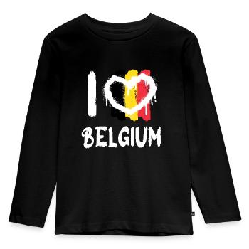 I love Belgium / Ich Liebe Belgien Land Länder - Kinder Premium Bio Langarmshirt - Schwarz - Vorne - AI Model Kid Male (0cm)