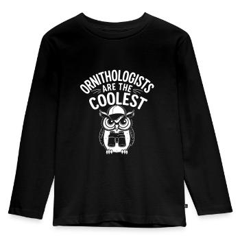 Ornithologists are the coolest funny owl - Kids' Premium Longsleeve Shirt - black - Front - AI Model Kid Male (0cm)
