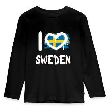 J’aime la Suède / J’aime la Suède Pays - T-shirt manches longues Premium Enfant - noir - Devant - AI Model Kid Male (0cm)