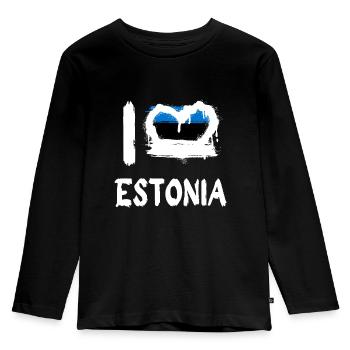 I love Estonia / Ich Liebe Estland Land Länder - Kinder Premium Bio Langarmshirt - Schwarz - Vorne - AI Model Kid Male (0cm)