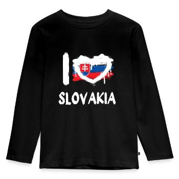 I love Slovakia / Ich Liebe Slowakei Land Länder - Kinder Premium Bio Langarmshirt - Schwarz - Vorne - AI Model Kid Male (0cm)