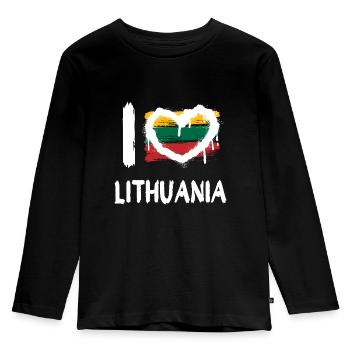 I love Lithuania / Ich Liebe Litauen Land Länder - Kinder Premium Bio Langarmshirt - Schwarz - Vorne - AI Model Kid Male (0cm)