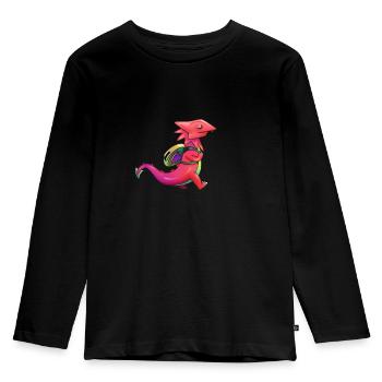 Dragon mignon sur le chemin de l'école - Premier jour - T-shirt manches longues Premium Enfant - noir - Devant - AI Model Kid Male (0cm)