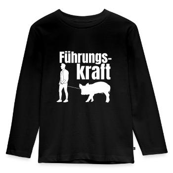 Führungskraft Pferde Landwirt Gassi Chef - Kinder Premium Bio Langarmshirt - Schwarz - Vorne - AI Model Kid Male (0cm)
