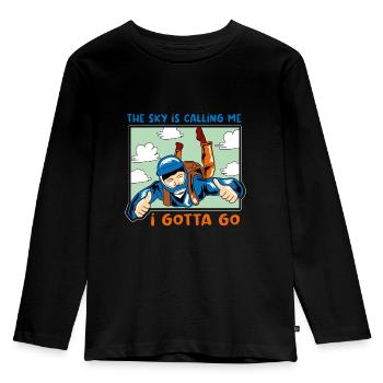 Fallschirmspringen Fallschirm Luftsport - Kinder Premium Bio Langarmshirt - Schwarz - Vorne - AI Model Kid Male (0cm)