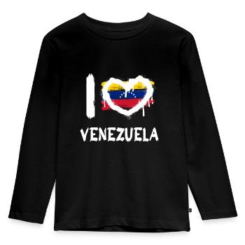 I love Venezuela / Ich Liebe Venezuela Land Länder - Kinder Premium Bio Langarmshirt - Schwarz - Vorne - AI Model Kid Male (0cm)