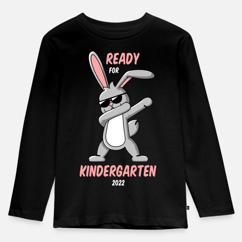 Dabbing Rabbit Kindergartenkind - Kinder Premium Bio Langarmshirt - Schwarz