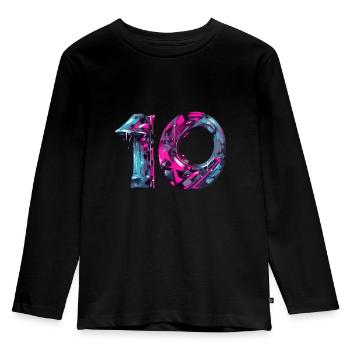 NO. 10 NUMBER 10 COOL 10TH BIRTHDAY - Kids' Premium Longsleeve Shirt - black - Front - AI Model Kid Male (0cm)