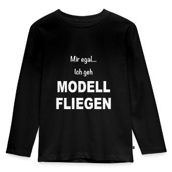 Modellflug Pilot Modellbau Flugzeug Modellbauer - Kinder Premium Bio Langarmshirt - Schwarz - Vorne - AI Model Kid Male (0cm)