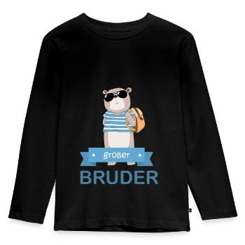 großer Bruder Bär - Kinder Premium Bio Langarmshirt - Schwarz - Vorne - AI Model Kid Male (0cm)
