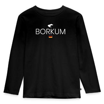 Borkum Reise - Kinder Premium Bio Langarmshirt - Schwarz - Vorne - AI Model Kid Male (0cm)