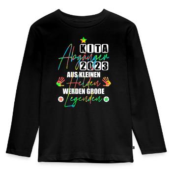 Kita Helden - Kinder Premium Bio Langarmshirt - Schwarz - Vorne - AI Model Kid Male (0cm)