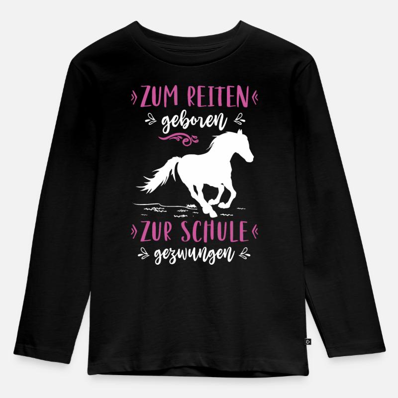 Reiten Reiterin Pferdemädchen Geschenkidee - Kinder Premium Bio Langarmshirt - Schwarz