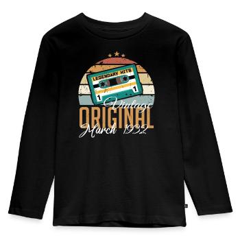 März 1932 - Geburtstagsgeschenk - Kinder Premium Bio Langarmshirt - Schwarz - Vorne - AI Model Kid Male (0cm)