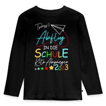 Kita Abgänger 2023 - Kinder Premium Bio Langarmshirt - Schwarz - Vorne - AI Model Kid Male (0cm)