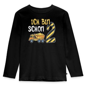 2. Geburtstag Junge 2 Jahre alt Baustelle Kipper - Kinder Premium Bio Langarmshirt - Schwarz - Vorne - AI Model Kid Male (0cm)