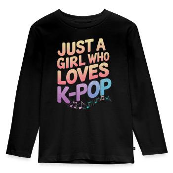 K-Pop Music Korean Pop - Kids' Premium Longsleeve Shirt - black - Front - AI Model Kid Male (0cm)