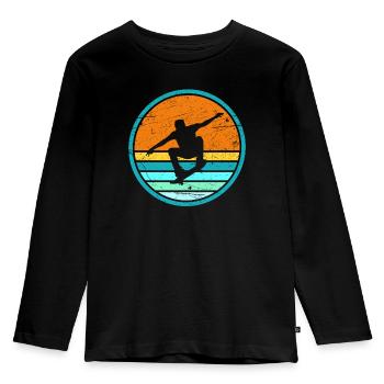 Skater Skateboard Skateboarding Tricks Skaten - Kinder Premium Bio Langarmshirt - Schwarz - Vorne - AI Model Kid Male (0cm)