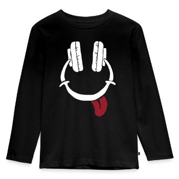 Laughing Headphones - Smile Face - Kids' Premium Longsleeve Shirt - black - Front - AI Model Kid Male (0cm)