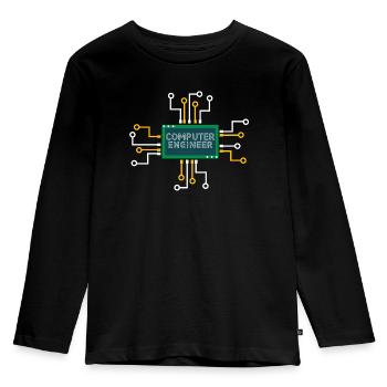 Computer Ingenieur Nerd Informatik Informatik - Kinder Premium Bio Langarmshirt - Schwarz - Vorne - AI Model Kid Male (0cm)
