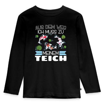 Aus dem Weg ich muss zu meinem Teich Koi Züchter - Kinder Premium Bio Langarmshirt - Schwarz - Vorne - AI Model Kid Male (0cm)