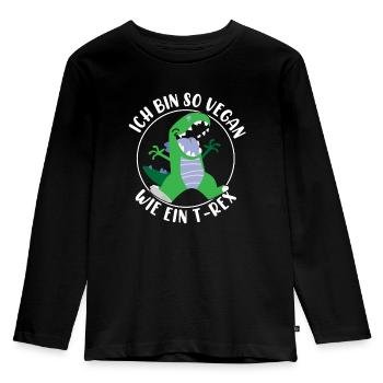 Vegan Wie Ein T-Rex Fleisch Fleischesser Sprüche - Kinder Premium Bio Langarmshirt - Schwarz - Vorne - AI Model Kid Male (0cm)