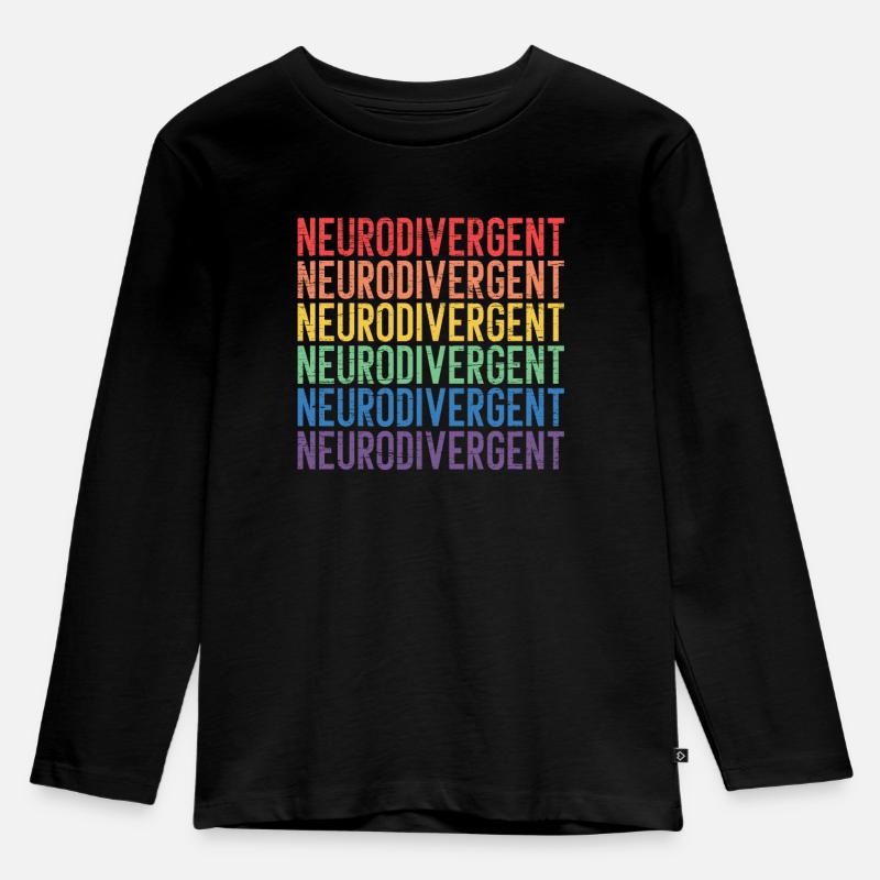 Neurodiversität Neurodiversity Regenbogen ADHS - Kinder Premium Bio Langarmshirt - Schwarz