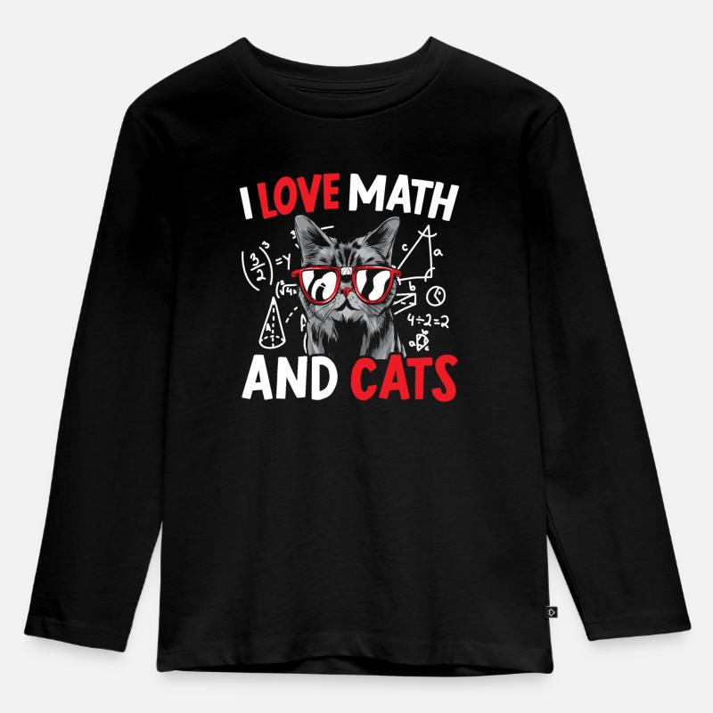 J’aime les maths et les chats Mathématiques - T-shirt manches longues Premium Enfant - noir
