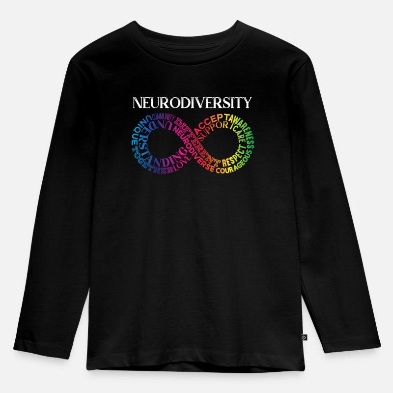Neurodiversität Regenbogen Unendlichkeit - Kinder Premium Bio Langarmshirt - Schwarz