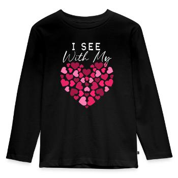 Braille Heart Visual Impairment Blind - Kids' Premium Longsleeve Shirt - black - Front - AI Model Kid Male (0cm)