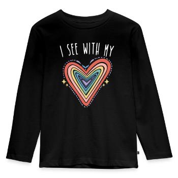 Braille Heart Visual Impairment Blind - Kids' Premium Longsleeve Shirt - black - Front - AI Model Kid Male (0cm)
