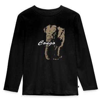 Kongo - Elefant - Kinder Premium Bio Langarmshirt - Schwarz - Vorne - AI Model Kid Male (0cm)