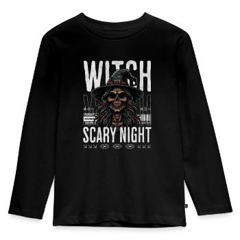 Sorcière Effrayante Nuit Halloween - T-shirt manches longues Premium Enfant - noir - Devant - AI Model Kid Male (0cm)