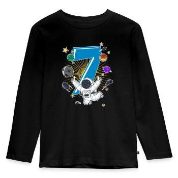 7 anniversaire astronaute planète fusée vaisseau spatial - T-shirt manches longues Premium Enfant - noir - Devant - AI Model Kid Male (0cm)