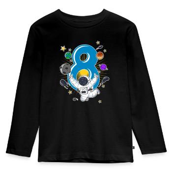 8 anniversaire astronaute planète fusée vaisseau spatial - T-shirt manches longues Premium Enfant - noir - Devant - AI Model Kid Male (0cm)