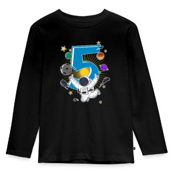 5ème anniversaire astronaute planète fusée vaisseau spatial - T-shirt manches longues Premium Enfant - noir - Devant - AI Model Kid Male (0cm)