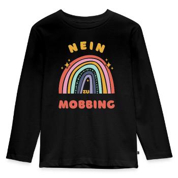 Nein zu Mobbing - Stoppt Mobbing! - Kinder Premium Bio Langarmshirt - Schwarz - Vorne - AI Model Kid Male (0cm)