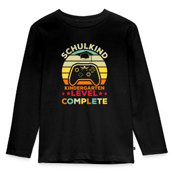 Schulkind 2021 Einschulung Geschenk Jungen - Kinder Premium Bio Langarmshirt - Schwarz - Vorne - AI Model Kid Male (0cm)