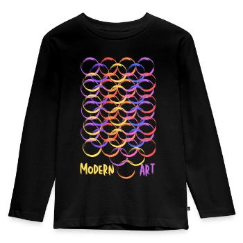 Modern Art - Kinder Premium Bio Langarmshirt - Schwarz - Vorne - AI Model Kid Male (0cm)