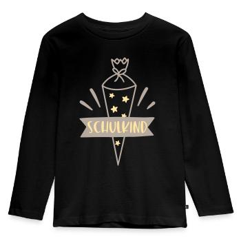 Schultüte Schulkind Sterne - Kinder Premium Bio Langarmshirt - Schwarz - Vorne - AI Model Kid Male (0cm)