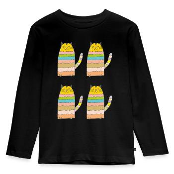 Boucles de chat quadruples - T-shirt manches longues Premium Enfant - noir - Devant - AI Model Kid Male (0cm)