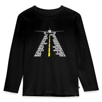 Phonetische Alphabet Flugzeug Pilot Aviator Flugzeug - Kinder Premium Bio Langarmshirt - Schwarz - Vorne - AI Model Kid Male (0cm)